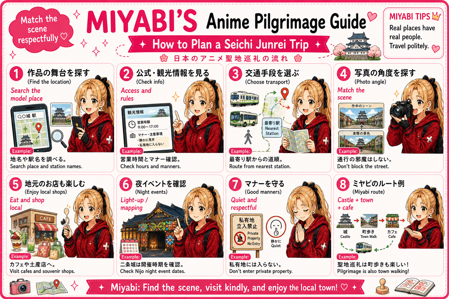 日本のアニメ聖地巡礼を紹介するカード 1