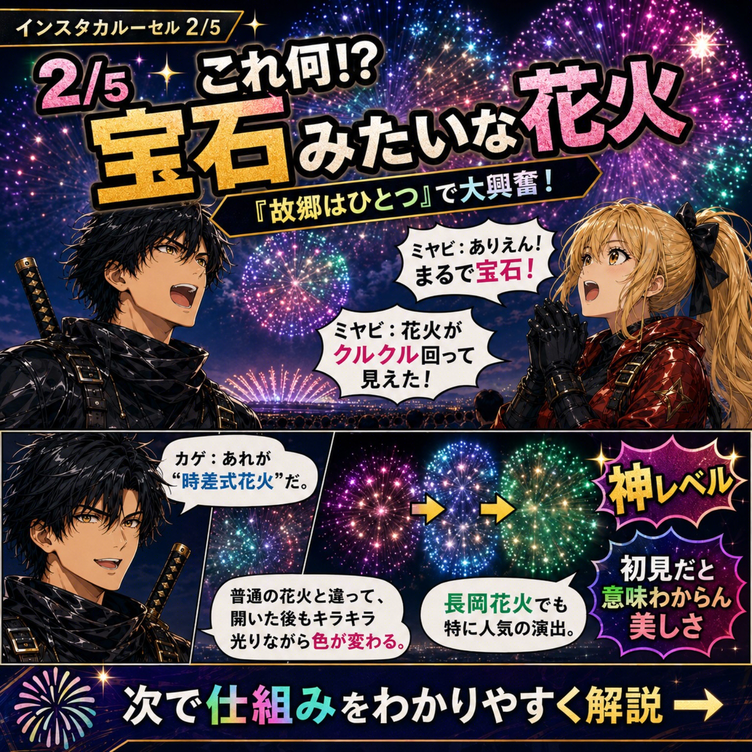 日本の祭りと季節を紹介する漫画カード 2