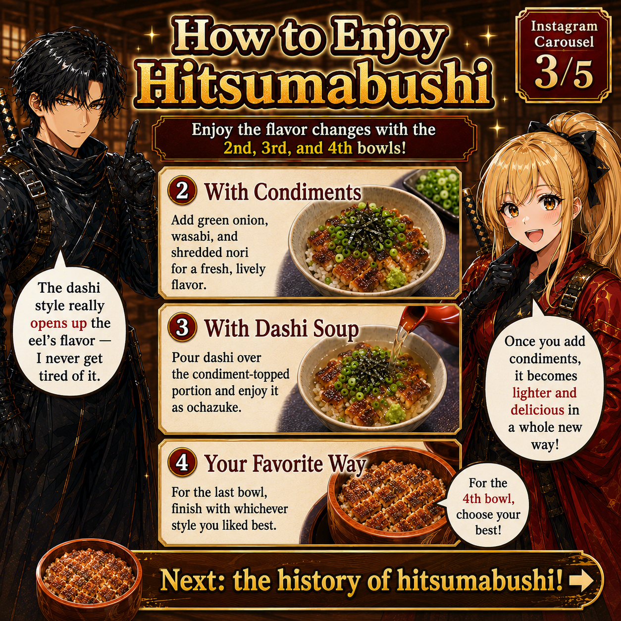 English manga cards about Japanese food culture 3