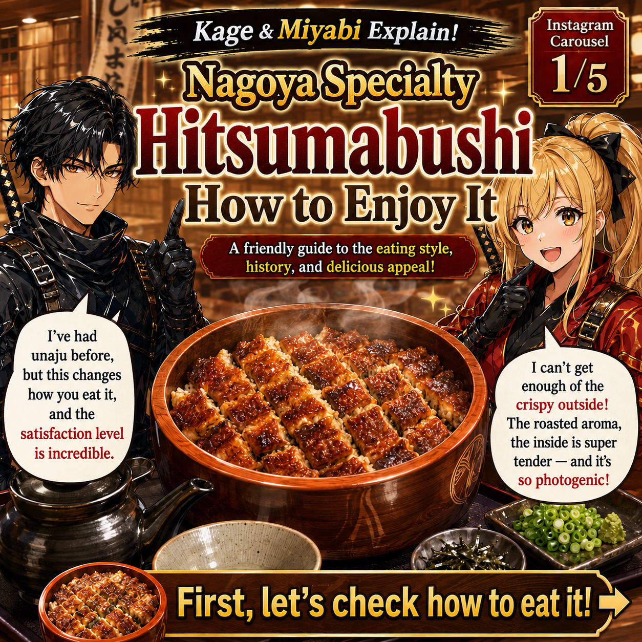 English manga cards about Japanese food culture 1